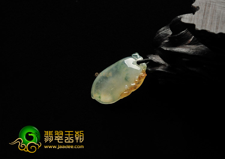 冰种飘花带黄翡缅甸翡翠A货福瓜挂件