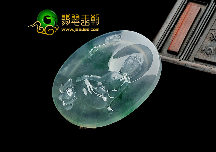 冰种飘花缅甸翡翠A货阿弥陀佛挂件