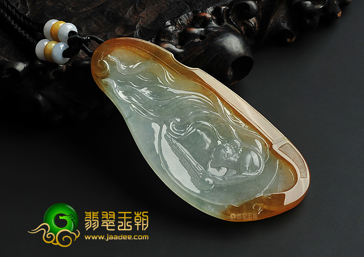 冰种褐黄翡缅甸翡翠A货飞天挂件