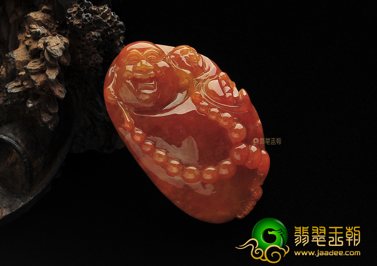 糯冰种红黄翡缅甸翡翠A货玉佛挂件