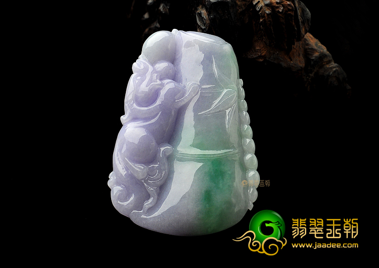 糯冰种紫罗兰飘花缅甸翡翠A货节节高升挂件