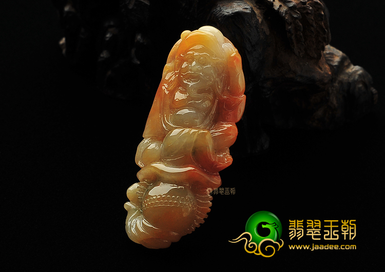 糯冰种红黄翡缅甸翡翠A货渔翁得利挂件