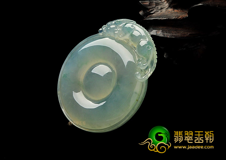 冰种飘花缅甸翡翠A货时来运转挂件