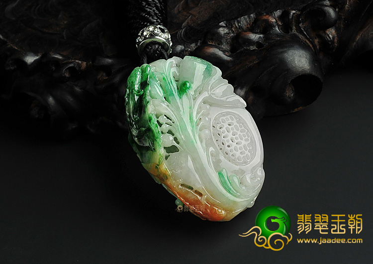 糯冰种三彩缅甸翡翠A货金玉满堂挂件