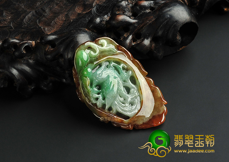 糯冰种黄加绿缅甸翡翠A货喜上眉梢挂件