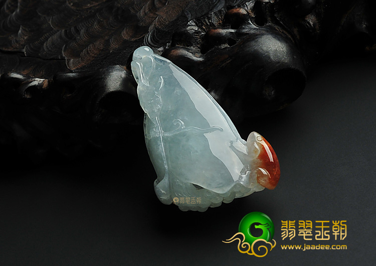糯冰种晴水褐黄翡缅甸翡翠A货玉兰花挂件