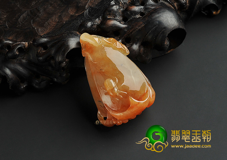 糯冰种红黄翡缅甸翡翠A货玉兰花挂件
