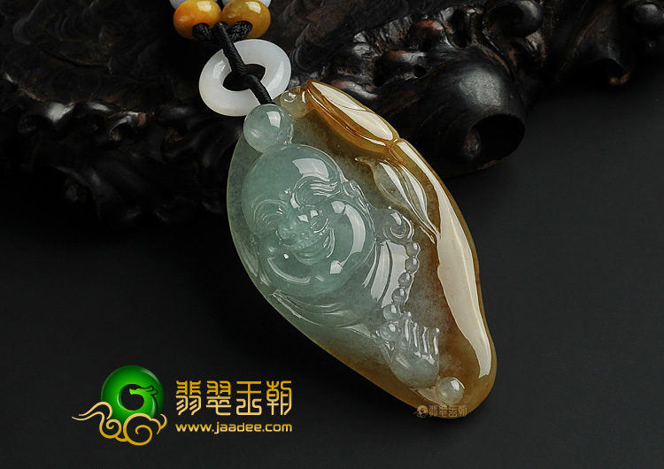 冰种褐黄翡晴水缅甸翡翠A货玉佛挂件