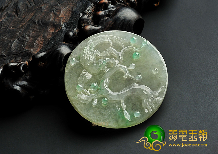 冰种黄加绿缅甸翡翠A货喜上眉梢挂件