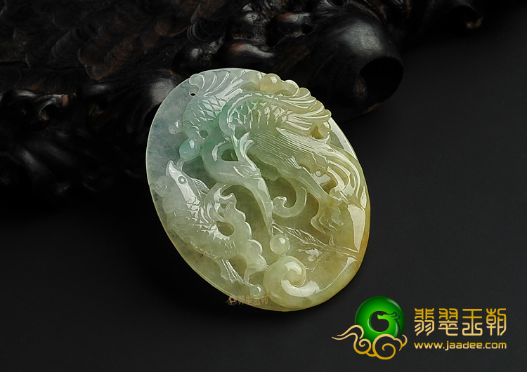 糯冰种黄加绿缅甸翡翠A货一路连科挂件