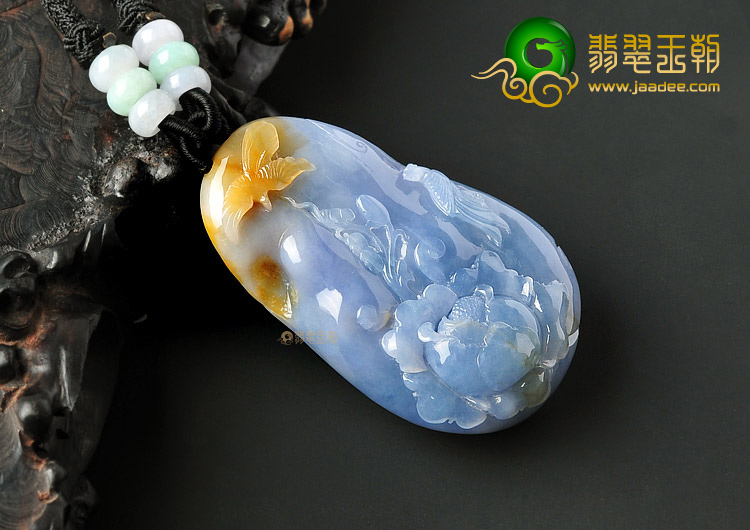 糯冰种紫罗兰黄翡缅甸翡翠A货花开富贵挂件