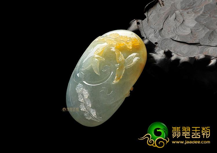 (超值推荐)冰种黄翡缅甸翡翠A货比翼双飞挂件