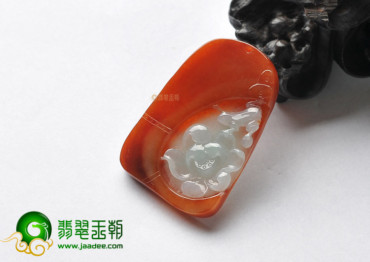 (超值推荐)糯冰种红黄翡缅甸翡翠A货和和美美挂件