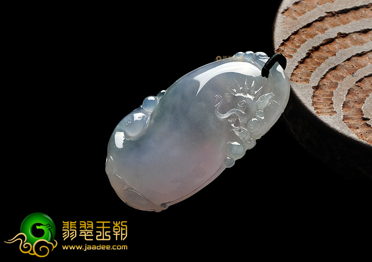 冰种淡紫罗兰缅甸翡翠A货龙如意挂件