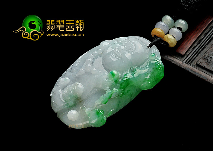 糯冰种飘翠缅甸翡翠A货玉佛挂件