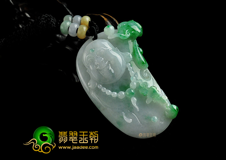 糯冰种飘翠缅甸翡翠A货玉佛挂件