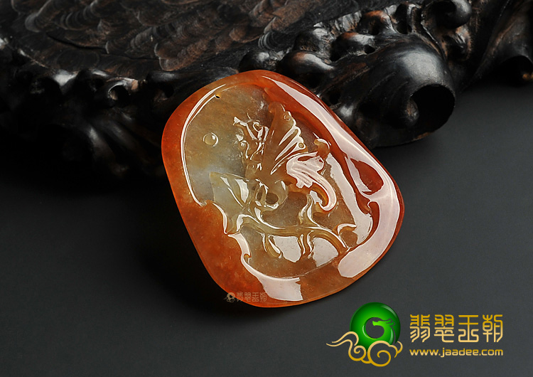冰种红黄翡缅甸翡翠A货蝶恋花挂件
