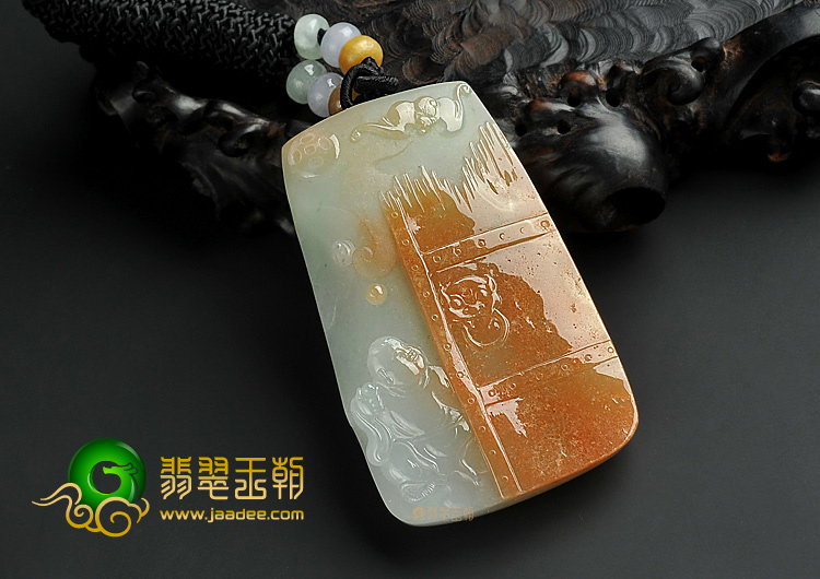 糯冰种粉色飘翠缅甸翡翠A货招财童子挂件