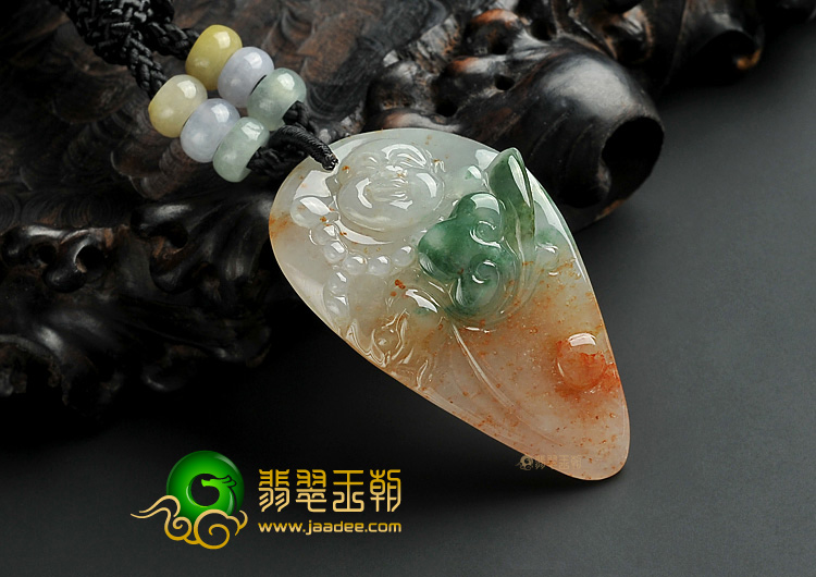 糯冰种三彩缅甸翡翠A货玉佛挂件