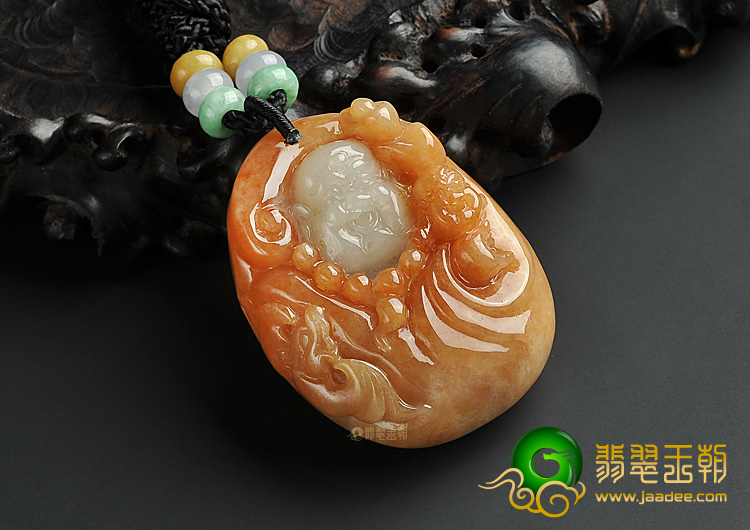 糯冰种红黄翡缅甸翡翠A货玉佛挂件