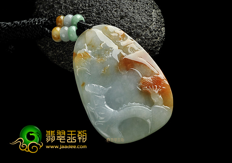 糯冰种晴水红黄翡缅甸翡翠A货望月怀远挂件