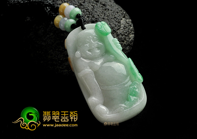 糯冰种三彩缅甸翡翠A货玉佛挂件