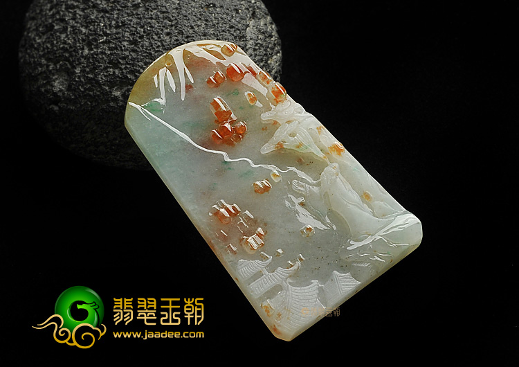 冰种三彩缅甸翡翠A货诸葛孔明挂件
