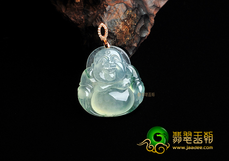 冰种飘花缅甸翡翠A货玉佛挂件