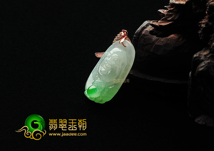 糯冰种略飘翠缅甸翡翠A货佛头挂件