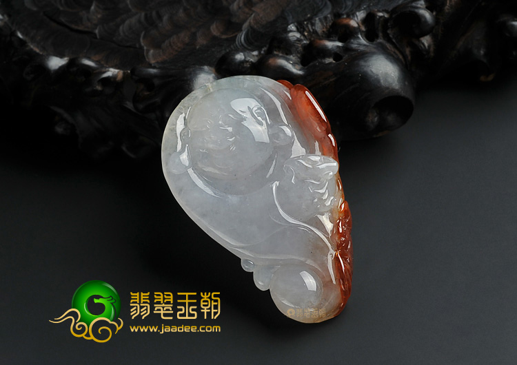 冰种褐红翡缅甸翡翠A货纳福挂件
