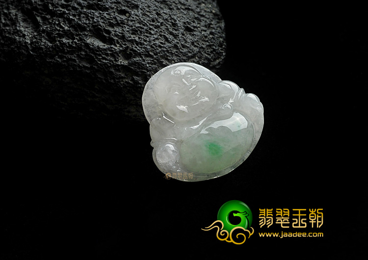 糯冰种飘翠缅甸翡翠A货玉佛挂件