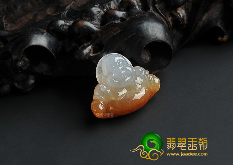 糯冰种红黄翡缅甸翡翠A货玉佛挂件