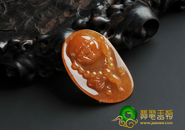冰种褐黄翡缅甸翡翠A货玉佛挂件