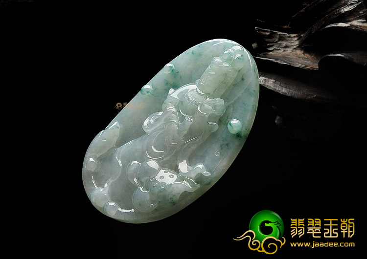 糯冰种飘花缅甸翡翠A货观音挂件