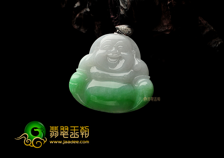 糯冰种飘翠缅甸翡翠A货玉佛挂件