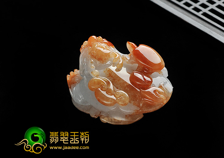 糯冰种红黄翡缅甸翡翠A货招财进宝挂件