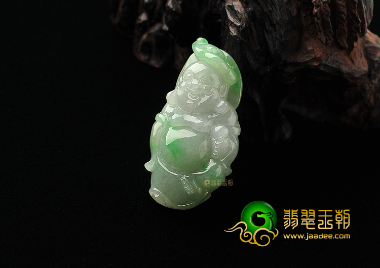 糯冰种飘翠缅甸翡翠A货玉佛挂件