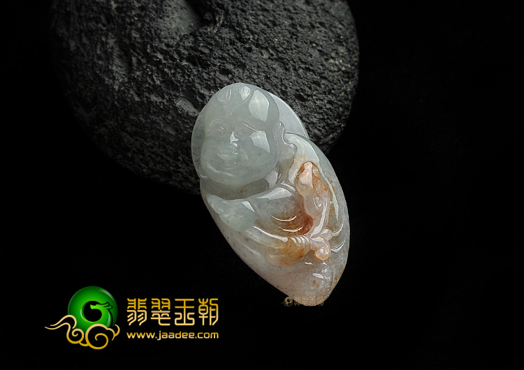糯冰种晴水红黄翡缅甸翡翠A货童子挂件
