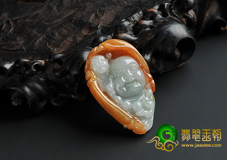 糯冰种红黄翡缅甸翡翠A货玉佛挂件