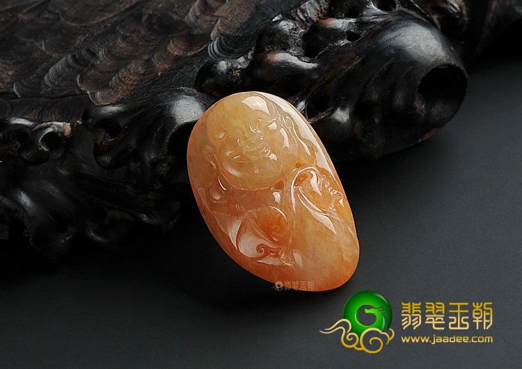 糯冰种红黄翡缅甸翡翠A货玉佛挂件