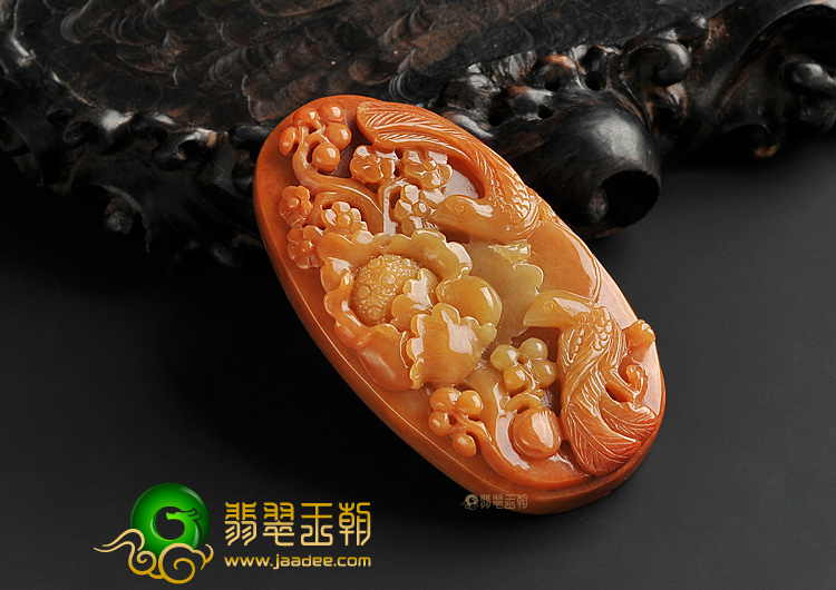 糯冰种红黄翡缅甸翡翠A货花开富贵挂件