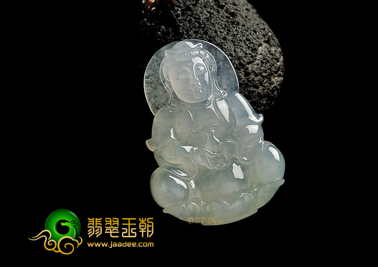 冰种晴水缅甸翡翠A货观音挂件