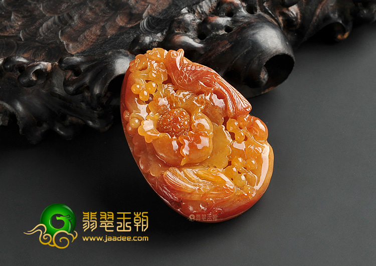 糯冰种红黄翡缅甸翡翠A货鸟语花香挂件