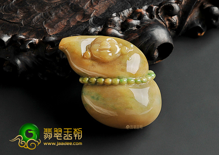 糯冰种黄加绿缅甸翡翠A货佛头挂件
