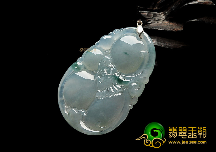 冰种飘花缅甸翡翠A货龙如意挂件