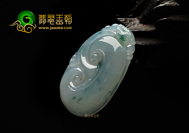 冰种飘花缅甸翡翠A货如意挂件