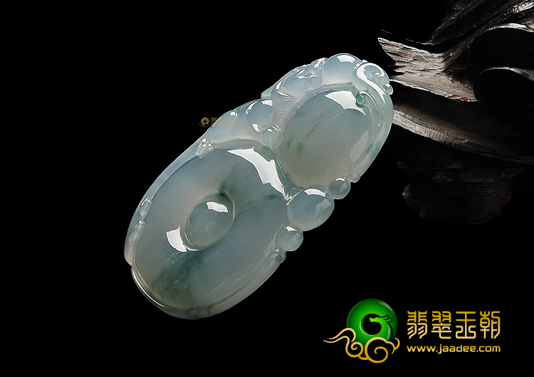 冰种飘花缅甸翡翠A货福在眼前挂件