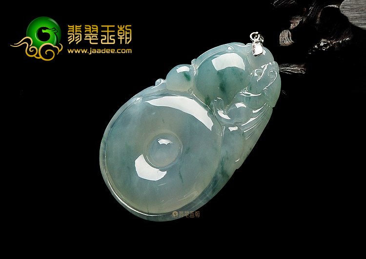 冰种飘花缅甸翡翠A货福在眼前挂件