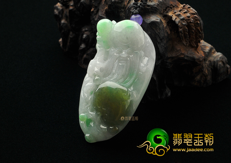 糯冰种略飘翠缅甸翡翠A货寿星挂件