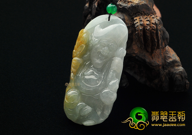 糯冰种晴水褐黄翡缅甸翡翠A货济公挂件